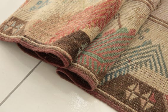 earth tone rug, turkish handmade rug, hanging rug, doorstep rug, vintage rug, rugs for kitchen, 2.7x3.9 ft, vanity rug, soft rug, DC 5762
