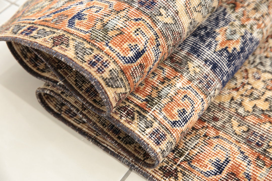 Oriental Turkish Rug, Countryside Rug, Eco Friendly Rug, Navy Blue Rug ...