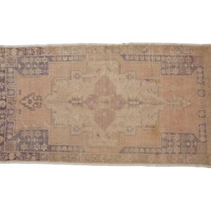 rugs for bedroom, minimal rug, antique rug, turkish vintage rug, cute rug, pale rug, oushak pink rug, 4.3 x 7.4 ft, rustic rug, DC 1614 image 1