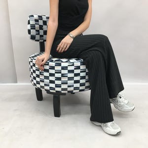 Checkered armchair, Designer chair, High-quality fabric chair, Eclectic chair, Upholstered chair, Designer chair, Set of chair, DCP 5045