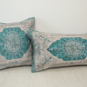 Sofa cushion, Modern pillow, Decorative pillow with teal, Bohemian pillow, Minimal pillow cover, Accent pillow, Euro sham cover, DCP 4438