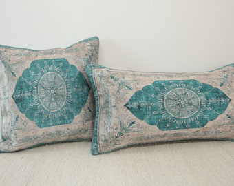 Sofa cushion, Modern pillow, Decorative pillow with teal, Bohemian pillow, Minimal pillow cover, Accent pillow, Euro sham cover, DCP 4438