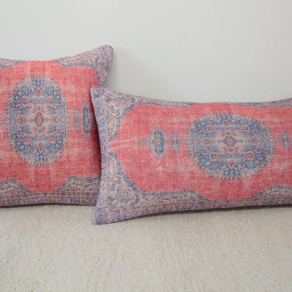 Pink cushion, Rug pillow cover, Euro sham cover, Traditional pillow, Nomadic pillow, Pillow for couch, Designer pillow, Boho pillow, DCP 704