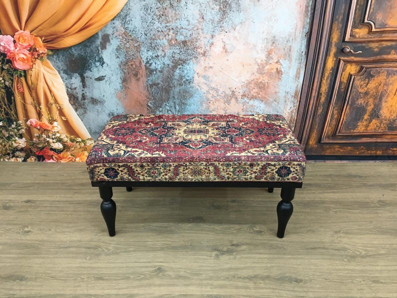 Piano bench, Turkish bench, Upholstered bench, Vanity bench, Retro bench, Living room bench, Footstool bench, Office bench, Boho decor bench