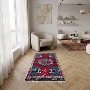 Handmade Floral Vintage Rug for Foyer | Art Collector Gift, 1.7x3.7 ft, DC 8321