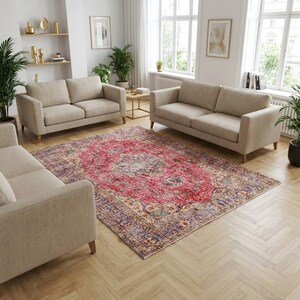 Classic Red Vintage Rug For Home Office | Traditional Decor Accent, 6x9.5 ft, DC 8145