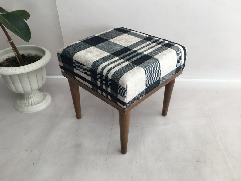 Desk bench, Plaid bench, End of bed bench, Wood work bench, Entryway bench, Shoe bench, Ottoman chair, Handmade bench, Foyer bench