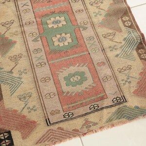 earth tone rug, turkish handmade rug, hanging rug, doorstep rug, vintage rug, rugs for kitchen, 2.7x3.9 ft, vanity rug, soft rug, DC 5762 image 6