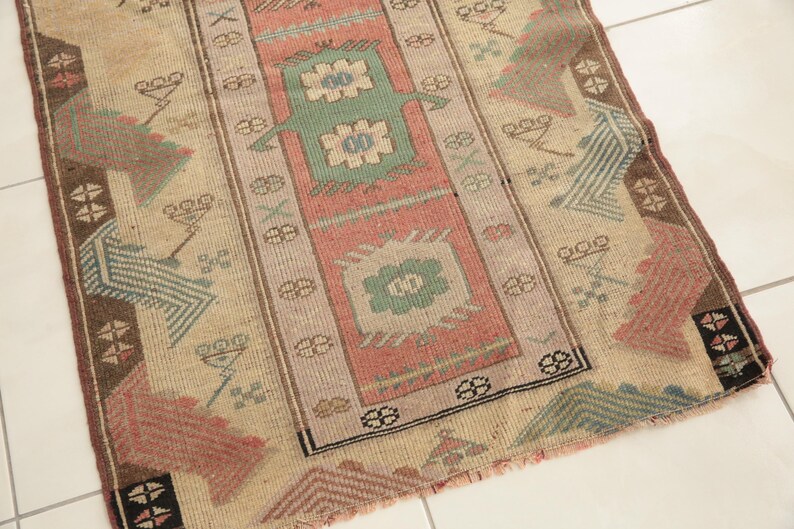 earth tone rug, turkish handmade rug, hanging rug, doorstep rug, vintage rug, rugs for kitchen, 2.7x3.9 ft, vanity rug, soft rug, DC 5762 image 6