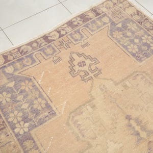 rugs for bedroom, minimal rug, antique rug, turkish vintage rug, cute rug, pale rug, oushak pink rug, 4.3 x 7.4 ft, rustic rug, DC 1614 image 4