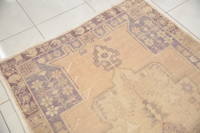 rugs for bedroom, minimal rug, antique rug, turkish vintage rug, cute rug, pale rug, oushak pink rug, 4.3 x 7.4 ft, rustic rug, DC 1614 image 4