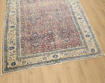 Antique Turkish Rug, Oriental Oushak Rug, Bordered Rug, Rugs for