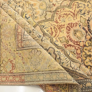 Tappeto orientale turco, tappeto fantastico, tappeto eclettico, tappeto multicolore, tappeto Oushak vintage, tappeto da ingresso, tappeto primaverile, 6,3x9,7 piedi, tappeto grande, DC 5584