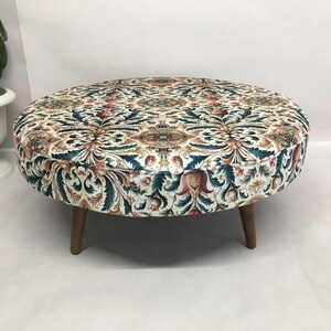Round coffe table, Circle mid table, Handmade ottoman bench, Boho chic ottoman, Floral coffee table, Breakfast table