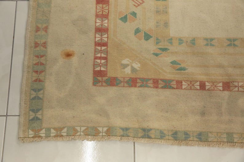 turkish oushak rug, earth tone rug, textured rug, handmade rug, vintage area rug, ethnic rug, 4.8x9.5 ft, living room rug, boho rug image 7