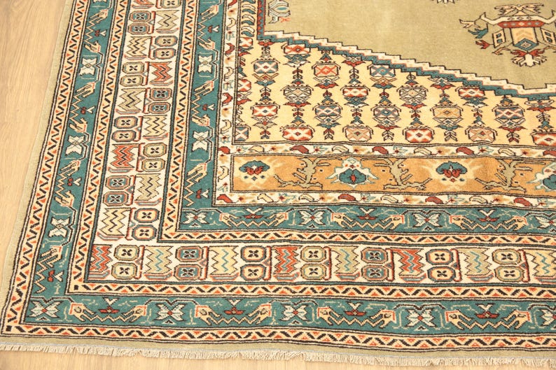 handmade wool rug, sage green rug, aesthetic rug, vintage rug, hipster rug, sustainable area rug, large turkish rug, 8.1x11.5 ft, DC 6563