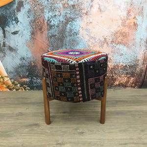 Dresser stool, Bean bag stool, Coffee stool, Portable stool, Ethnic stool, Footstool bench, Entry chair, Kilim stool, Pouf bench, DCFV 34