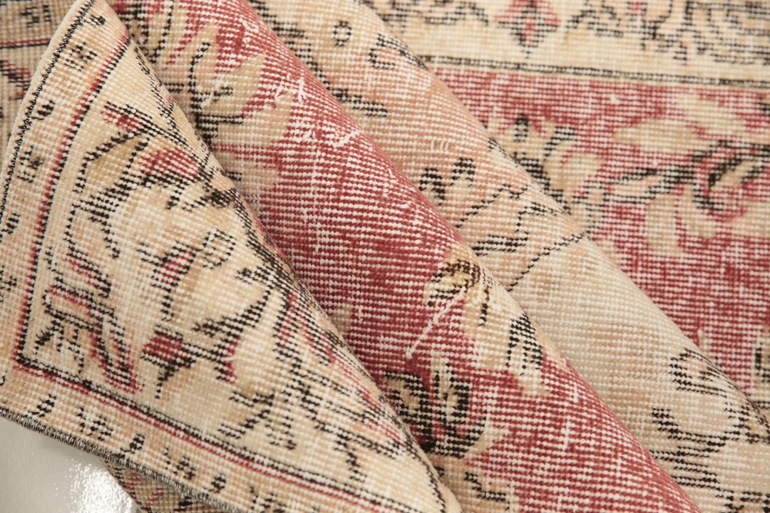Bohemian wool rug, oriental pink rug, living room rug, vintage turkish