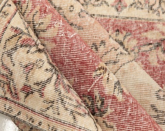 boho wollen tapijt, oosters roze tapijt, woonkamertapijt, vintage Turks tapijt, antiek tapijt, 5,4 x 8,5 ft, groot formaat tapijt, loungetapijt, DC 3390