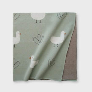 Minty Duck Organic Cotton Knit Baby Blanket – Soft Woven Blanket in Mint Green, Breathable Lightweight Nursery Blanket for All Seasons