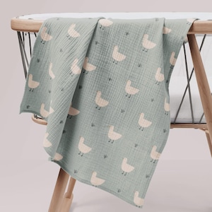 Minty Duck Organic Muslin Swaddle Blanket for Baby – Soft GOTS Certified Cotton Wrap, Gender Neutral Nursery Gift Idea