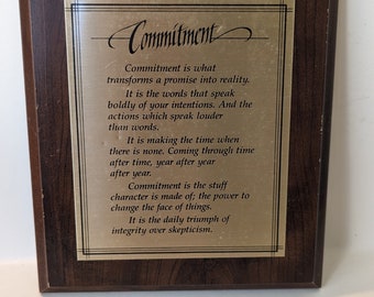 Vintage Commitment Quote Wall Plaque