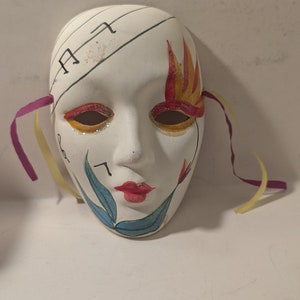 Vintage Music Design Mardi Gras Ceramic Art Wall Mask
