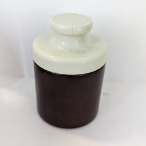 Vintage Brown Glass With Twist on Lid Toothpick Holder