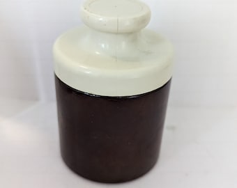 Porta palillos vintage de vidrio marrón con tapa giratoria