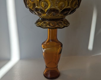 Unique L.E. Smith Moon and Stars Amber Glass Pedestal Bowl Piece