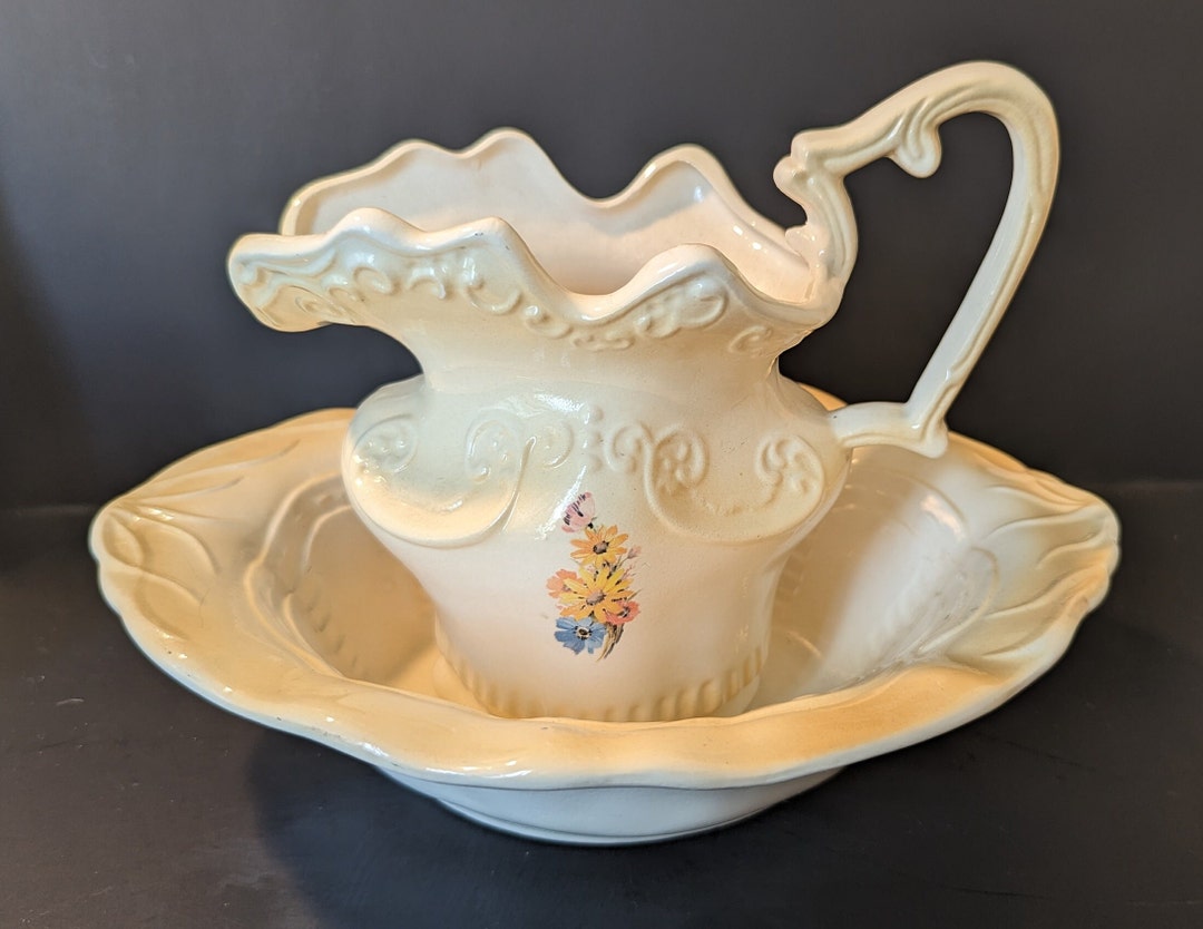 Vintage Arnels Pottery Pitcher and Basin Set Etsy