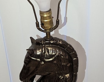Vintage Heavy Duty Ceramic Rotating Horse Head Lamp
