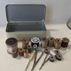 Vintage Accessories Tin Can Full of Sewing Accessories