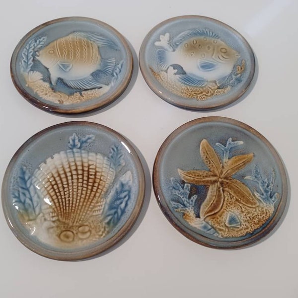 Ceramic Ocean Life Design Coasters Set