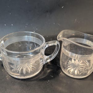 1900s Duncan & Miller Glass Cream and Sugar Set