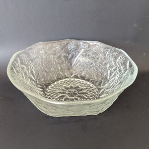 Vintage Indiana Glass Embossed Serving Bowl