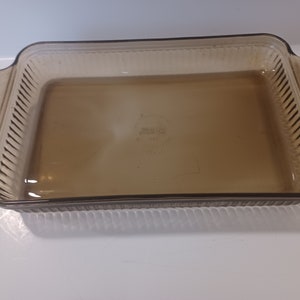 Vintage Amber Glass Anchor Hocking 2 Quart Baking Pan