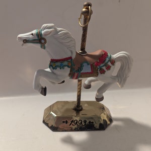 Vintage 1993 Brass and Ceramic Carousel Horse Figurine