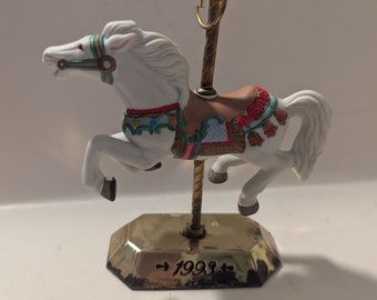 Vintage 1993 Brass and Ceramic Carousel Horse Figurine