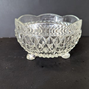 Vintage Indiana Glass Diamond Point Footed Bowl