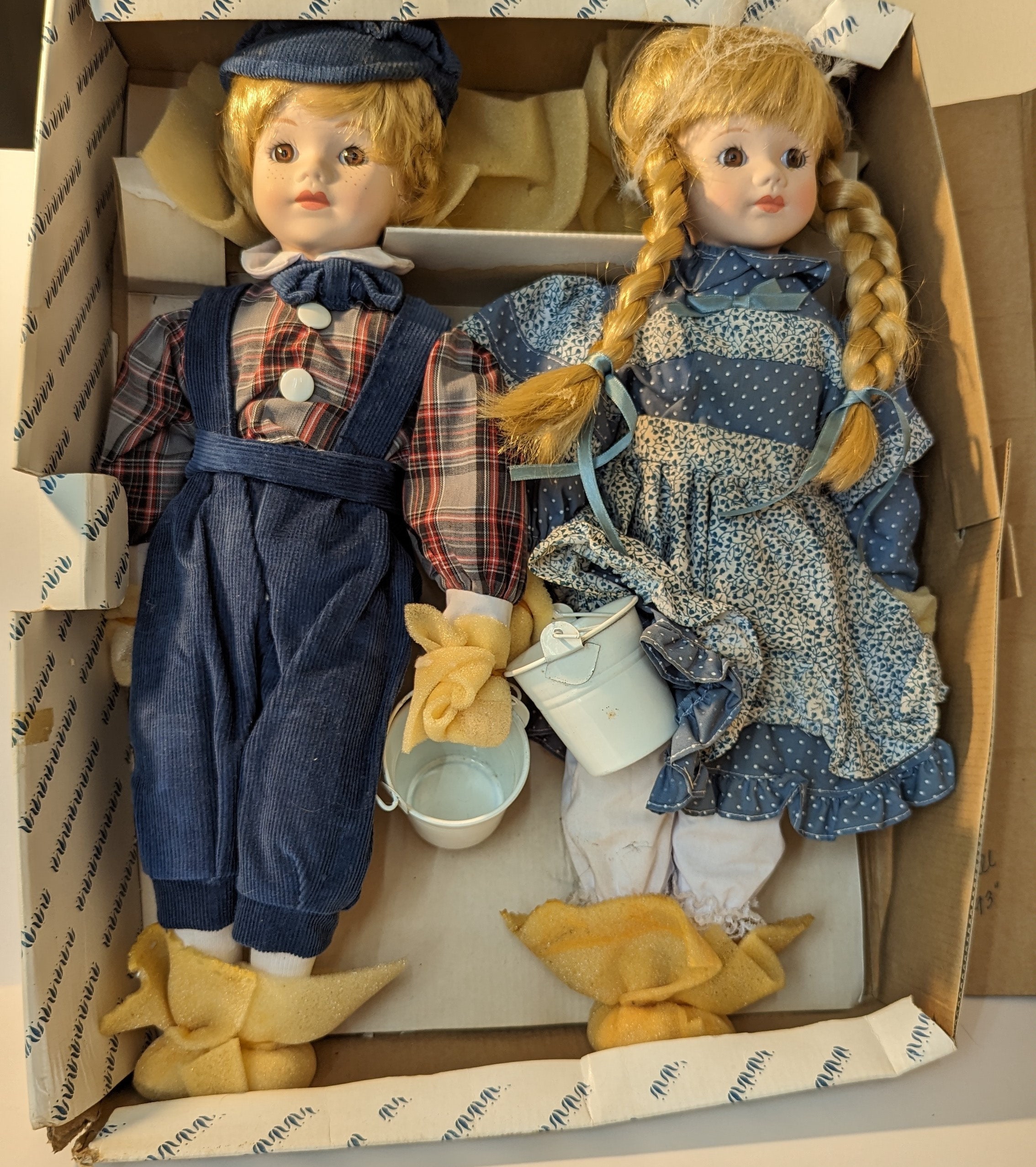 【antique doll】lithograph vintage Vintage 1993 Jack and Jill Porcelain Doll Set - Etsy