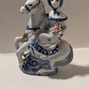 Vintage Porcelain Woman On Horse Figurine