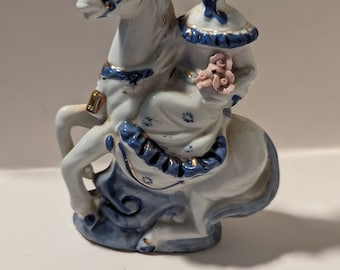 Vintage Porcelain Woman On Horse Figurine