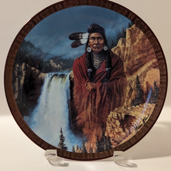 Vtg American Indian Chief Joseph Spirit of Freedom Decorative Plate by Hermon Adams