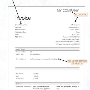 Invoice Template - Fully Editable, Word Doc. - Etsy