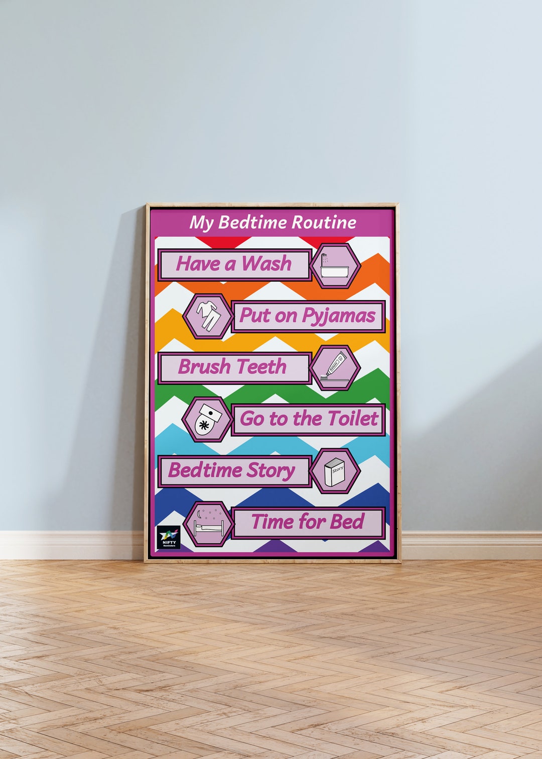 Bedtime Routine Chart Visual Aid Poster Kids Evening Etsy