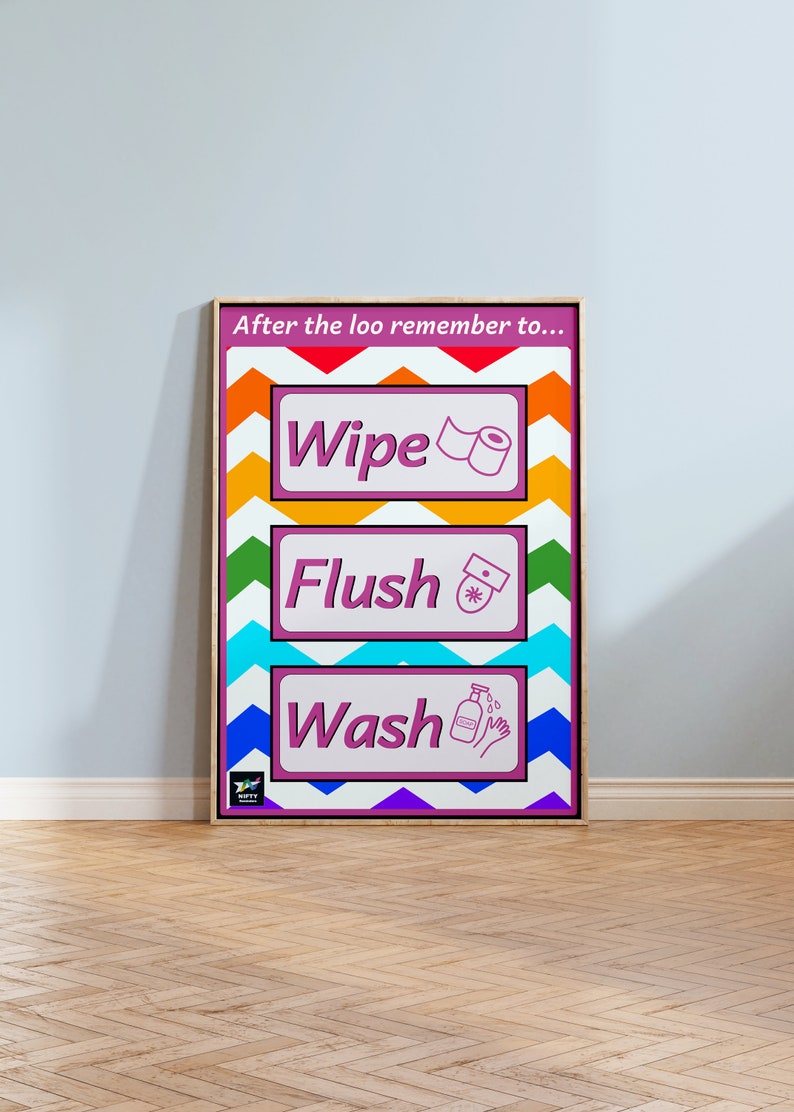 Printable Toilet Routine Chart, Printable Toilet Reminders, Children's