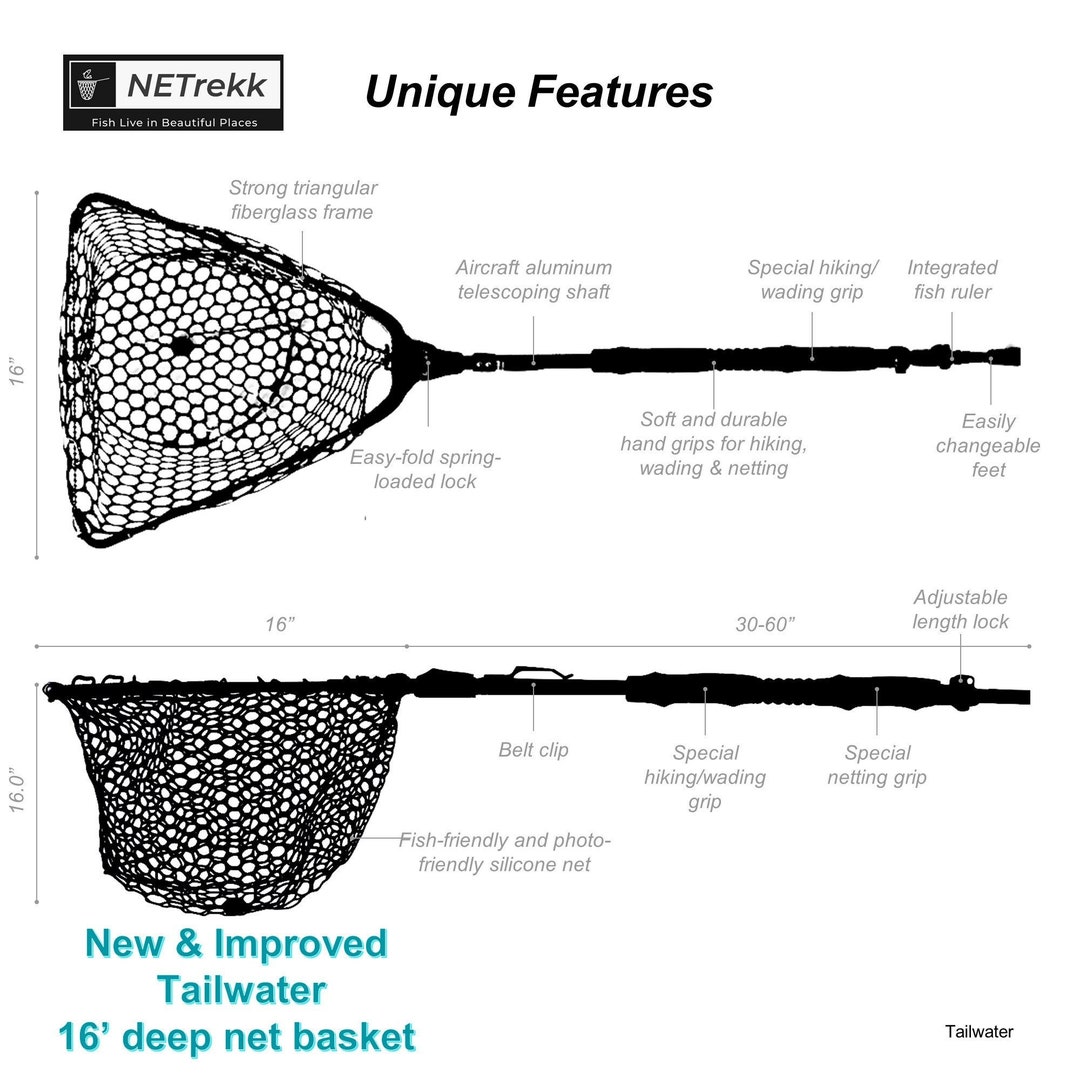 Fly Fishing Wading Staff & Folding Rubber Landing Net Etsy