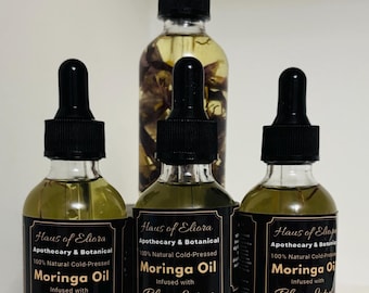 Moringa Oil Infused with Egyptian Blue Lotus  Botanical Facial Body and Hair Oil  60ml
