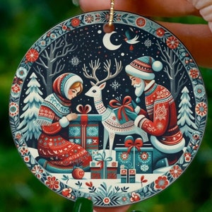 Scandinavian Reindeer Ornament Swedish Folk Art Norwegian Nordic Folk Art Christmas Gift